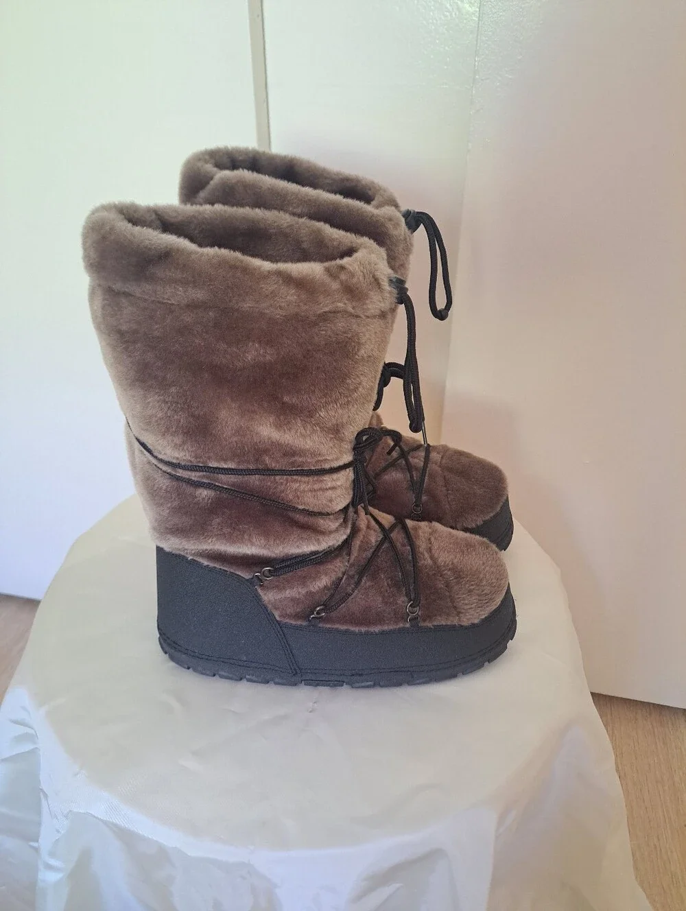 Khombu Brown Faux Fur Lace-Up Winter Boots